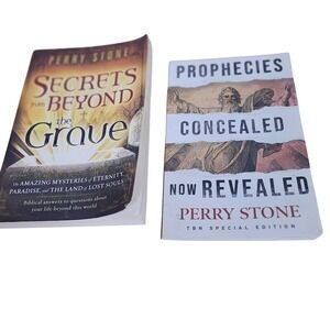 Perry Stone Lot of 2 Books Secrets From Beyond the Grave & Prophecies‎ Revealed